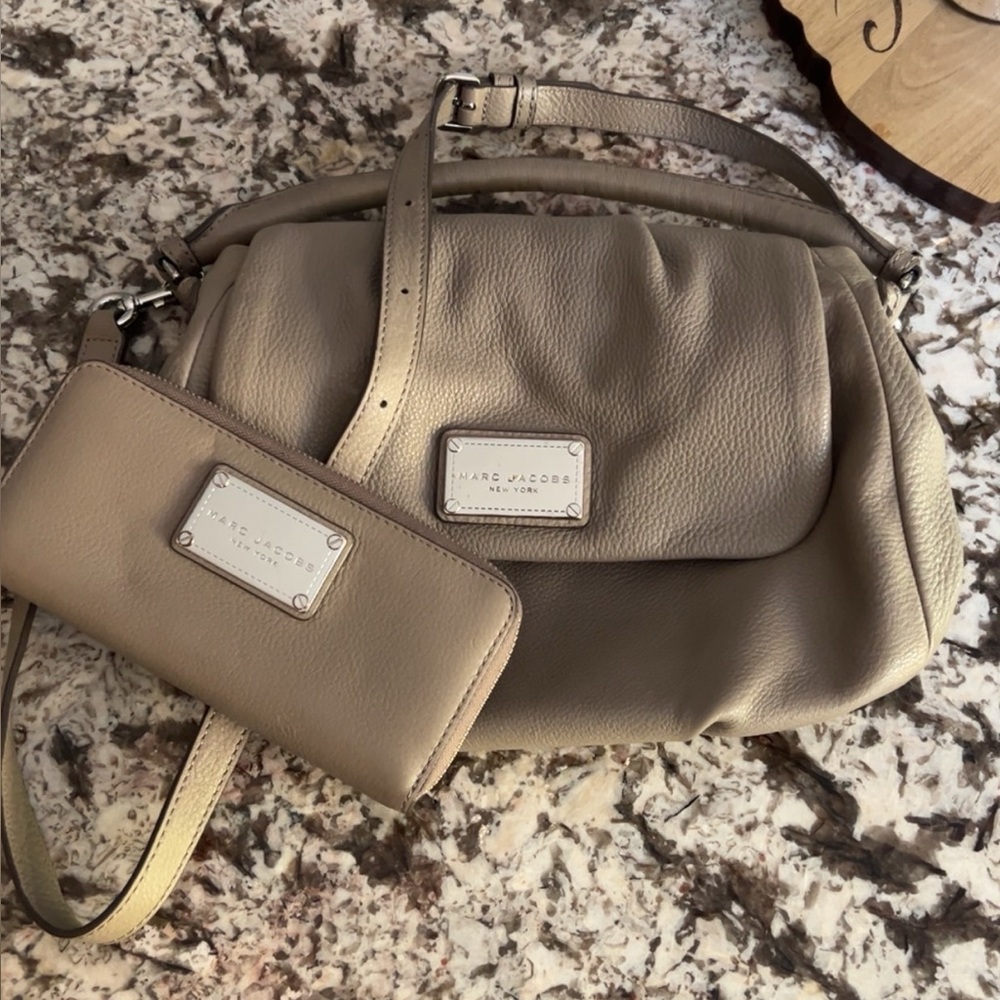 Marc Jacobs Beige Leather Bag and Wallet Set